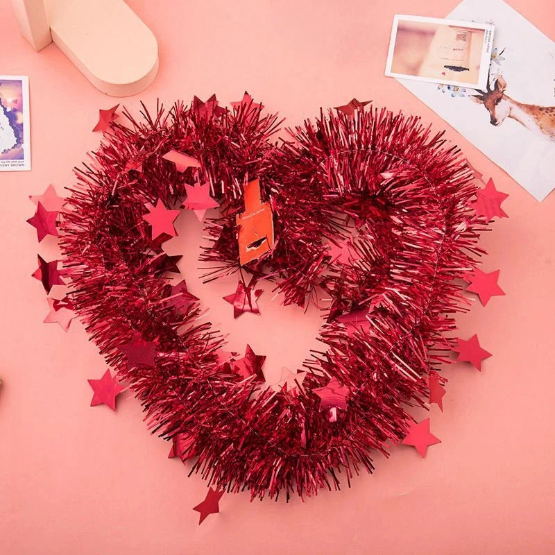 Christmas Tinsel Ribbon Garlands Christmas Trees Hanging Plastic Colorful Star Decorations Home Weddings New Year Birthday Party Good Vibrations