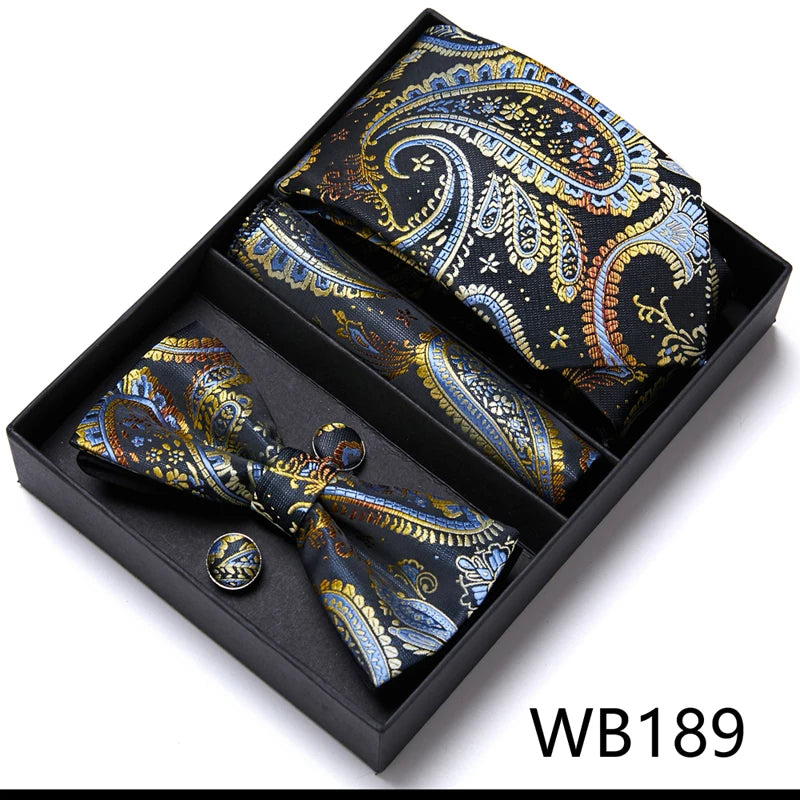 Tie For Men Formal Dress Tuxedo NeckTie Handkerchief Bow Tie Set PlaisyParty Groom Wedding Butterfly Bowtie In Box Good Vibrations