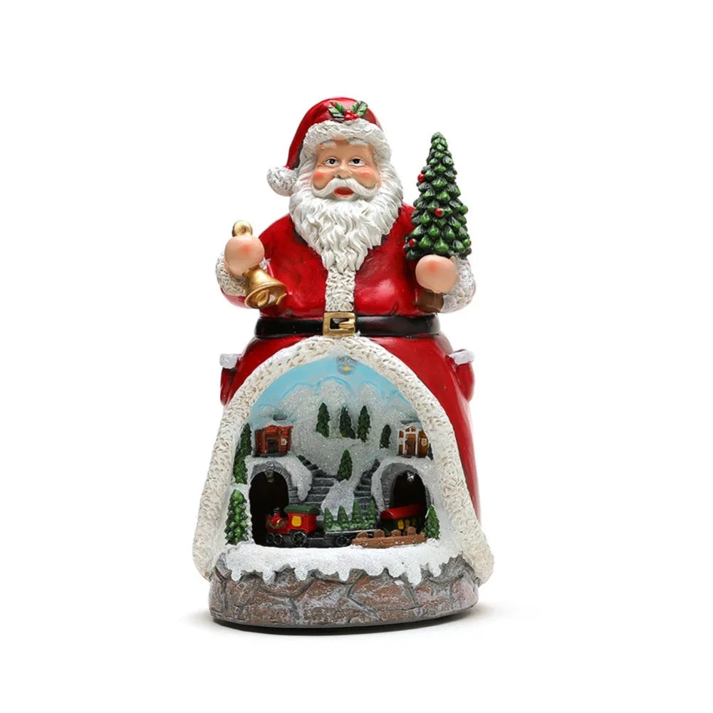 Christmas Ornament Decorations Christmas Resin Santa Snowmen Ornament With Lights Moving Train And Music Festive & Party Decor Good Vibrations