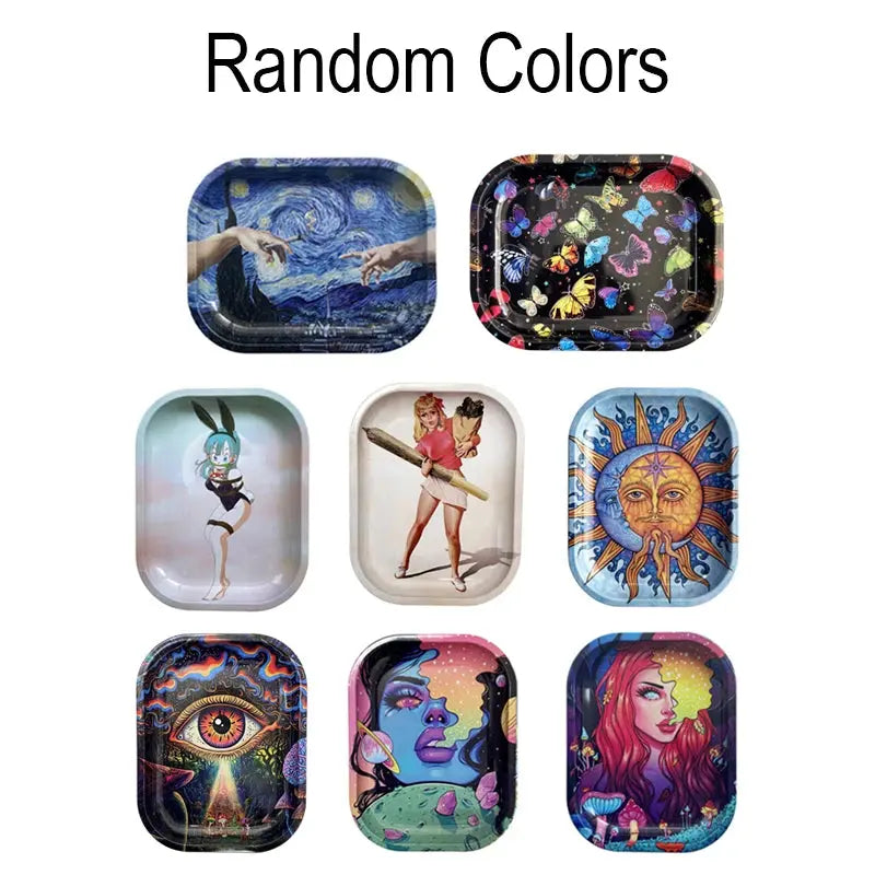 1pc Metal Rolling Tray Tobacco Herb Smoking Accessories 180*140mm Small Tray Tinplate Storage Plate Gifts GOOD Vibrations Adult Super Store