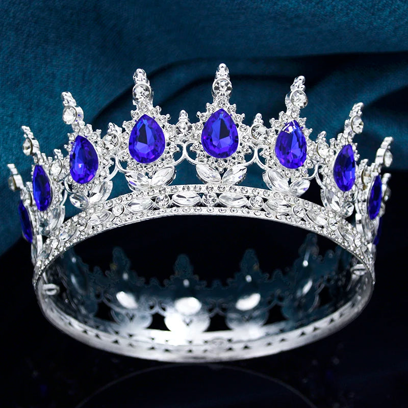 Queen King Wedding Crown Round Tiaras and Crowns Bride Diadem Birthday Party Cake Topper Jewelry Hair Accessory Good Vibrations