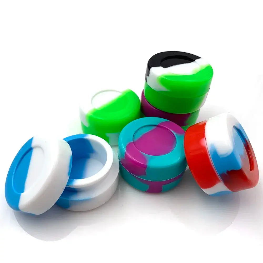 10PCS multicolor silicone containers for oil wax storage, nonstick and portable.