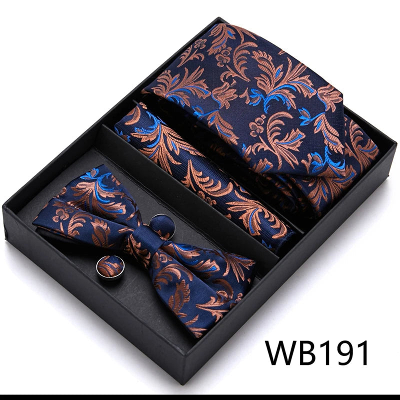 Tie For Men Formal Dress Tuxedo NeckTie Handkerchief Bow Tie Set PlaisyParty Groom Wedding Butterfly Bowtie In Box Good Vibrations