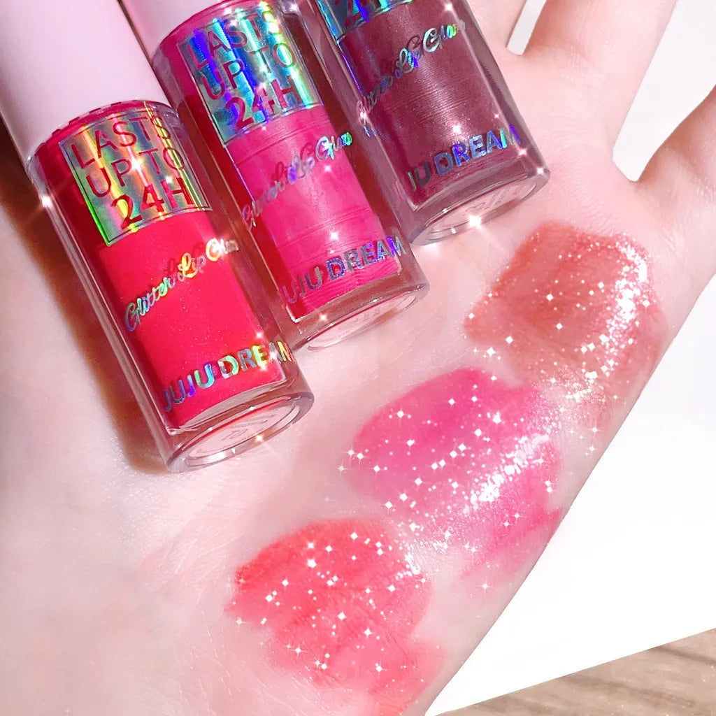 Flowing light Glitter Lip Glaze Long Lasting Lip Gloss Waterproof Liquid Lipstick Makeup Lip Oil Lip Tint Moisturizing Good Vibrations