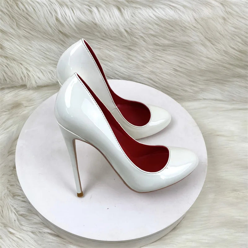 10CM 12CM Woman Stiletto Heels Fashion Round Toe Leather Women Shoes Spring Autumn Black Super High Heel Work Shoes Female Pumps Good Vibrations