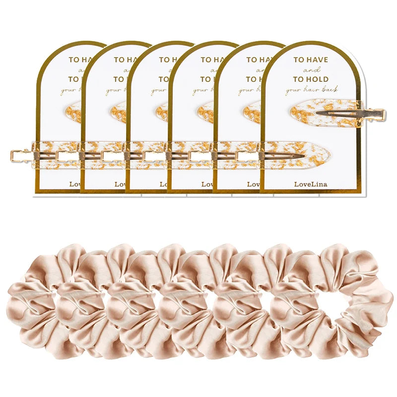 12pcs Bridesmaid Proposal Gifts Bridesmaid Hair Clips Hair Ties Scrunchies Set Bachelorette Party Wedding Bridal Shower Favors Good Vibrations