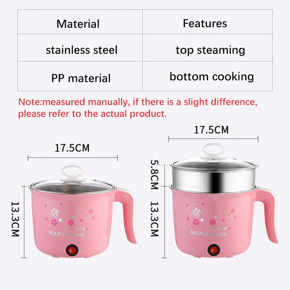 Multifunction Electric Cooker Hot Pot 1-2 People Heating Pan Multi Ramen Pot Machine Mini Rice Cook Kitchen Appliance Korea 220V Good Vibrations Adult Super Store