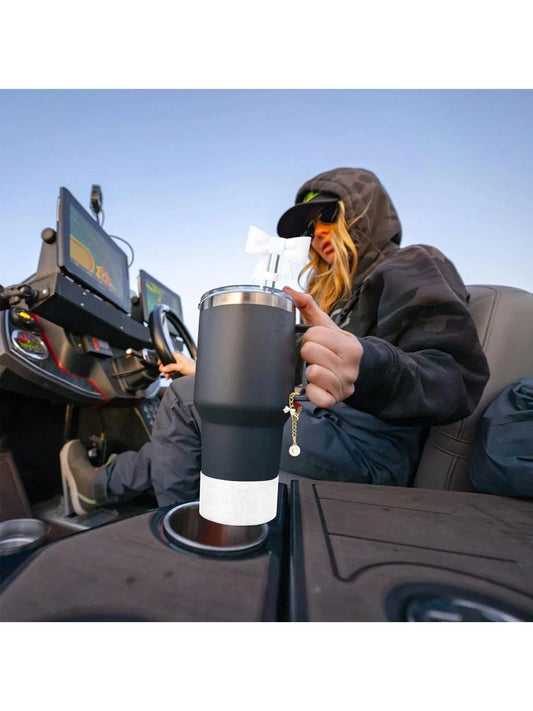 3pcs Accessories Set for Stanley Tumbler with Handle 1cm Straw Topper Cover Diamond Butterfly Charm Glitter Silicone Boot-White Good Vibrations Adult Super Store