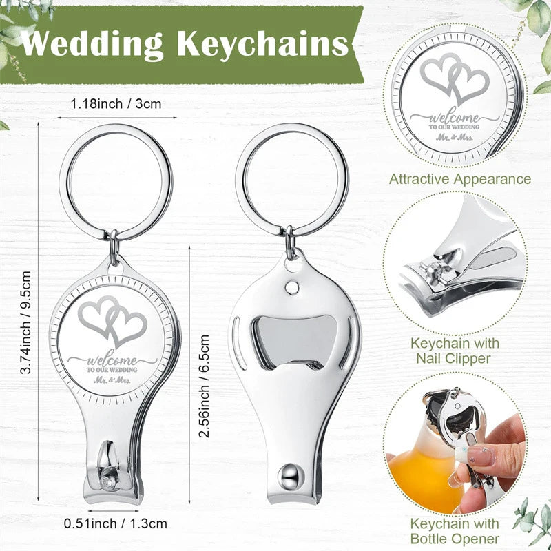 25Sets Nail Clipper Wedding Favors Brewery Cards White Organza Bags Wedding Multi Function Bottle Opener For Party Supplies Good Vibrations