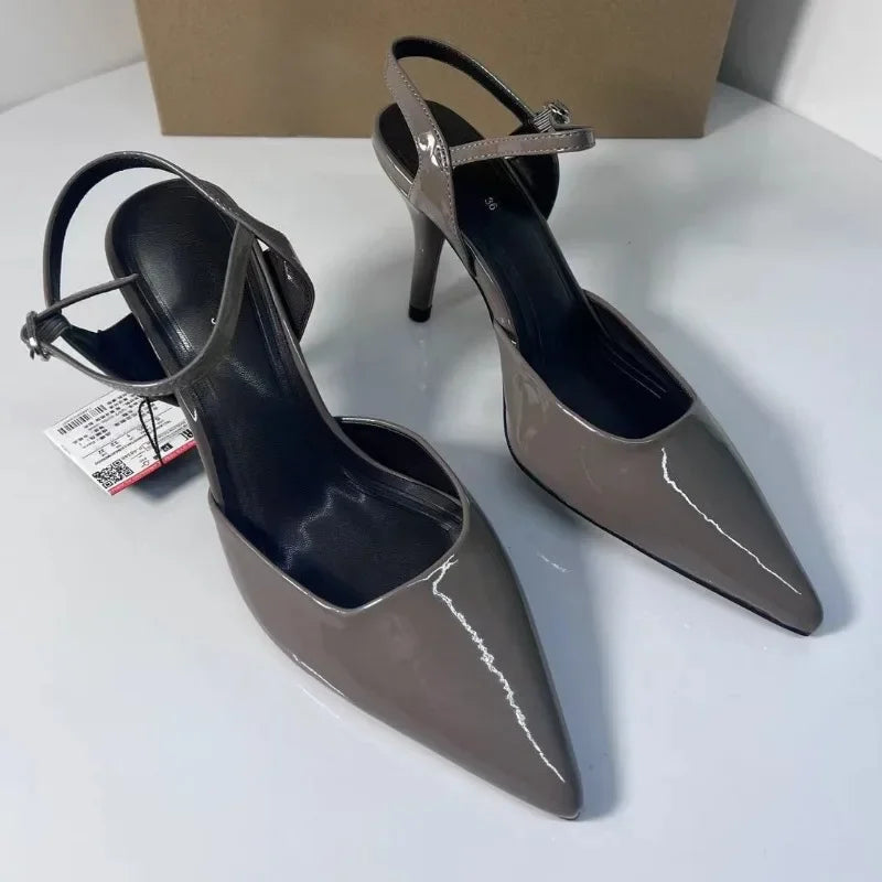 High Heels Women's Shoes for Business Elegant Pointed Toe Patent Leather Daily Office Stilettos Designer Summer Ladies Sandals Good Vibrations