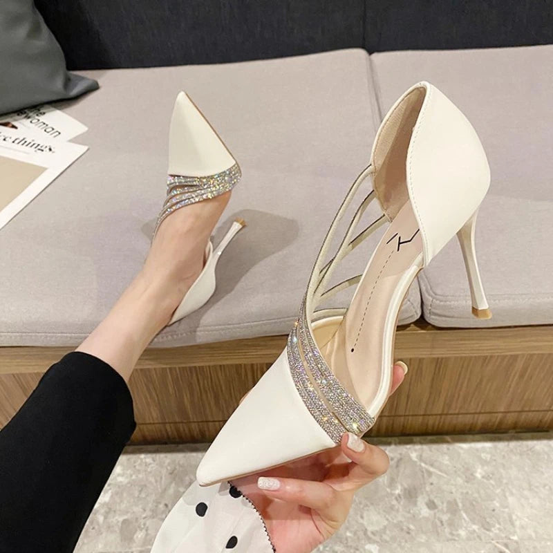 Women Evening Party High Heels New Pumps Elegant Ladies Pointed To Black Strappy Stripper Shoes for Women Good Vibrations