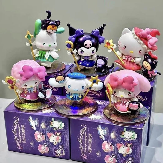 New Sanrio Character Starry Night Party Magician Series Blind Box Toys Hello kitty Melody Kuromi Action Figure Collectible Model Good Vibrations