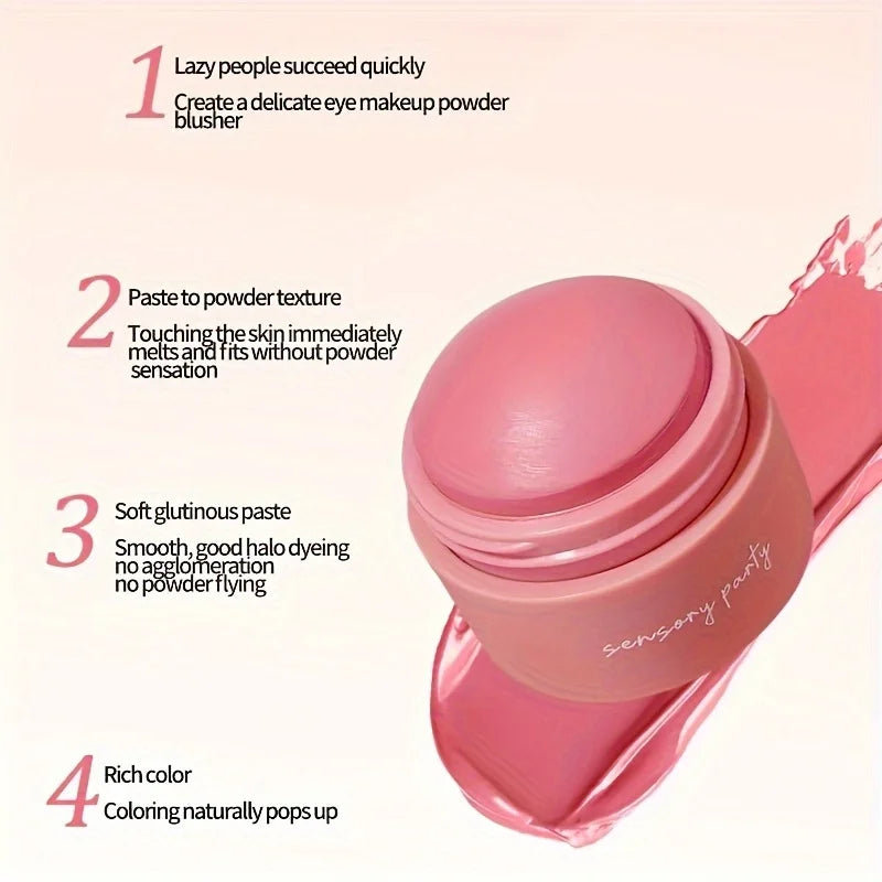 Cream blush ball,High-Pigment Formula,Semi-Matte & Powder Finish,Blendable Color blush Highlight stick for Eyes,Lips&Cheeks Good Vibrations