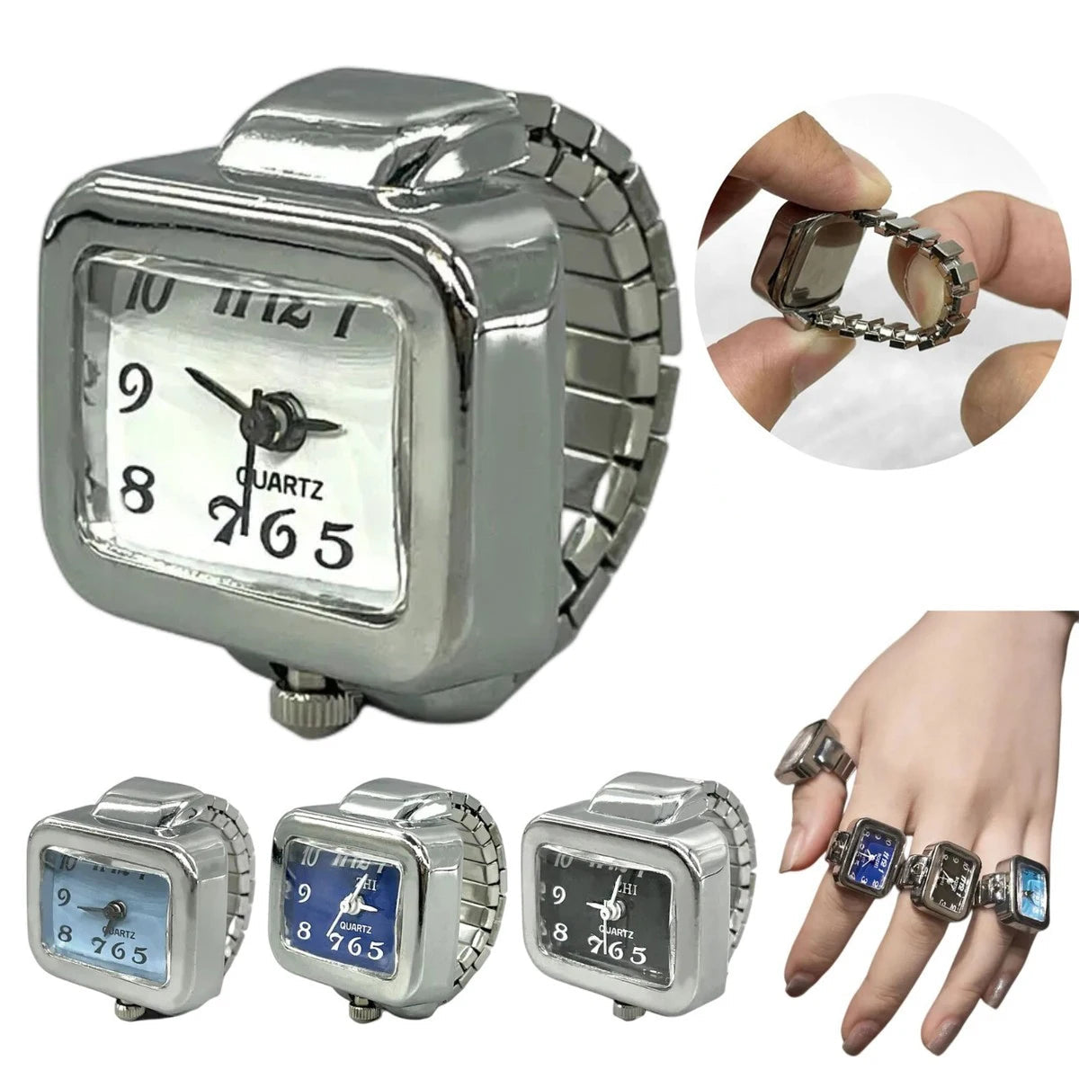 Fashion Rings Finger Watches for Women Men 2025 Fashion Party Quartz Watches Unisex Couple Rings Jewelry Gifts Good Vibrations