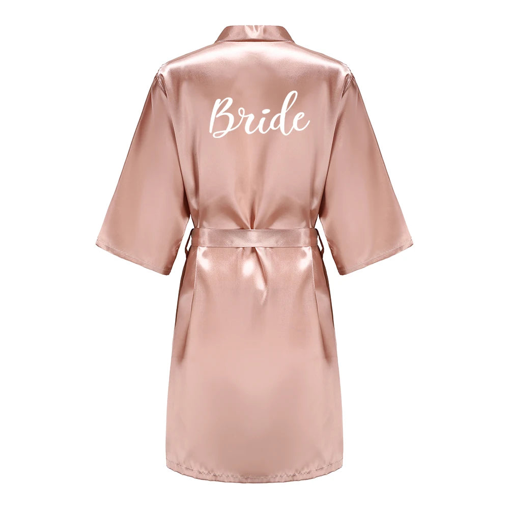 Wedding Bride Bridesmaid Robes for Women Bridal Party Gifts Team Dress Gown Silk Satin Sleepwear Kimono Sexy Summer Bathrobe Good Vibrations