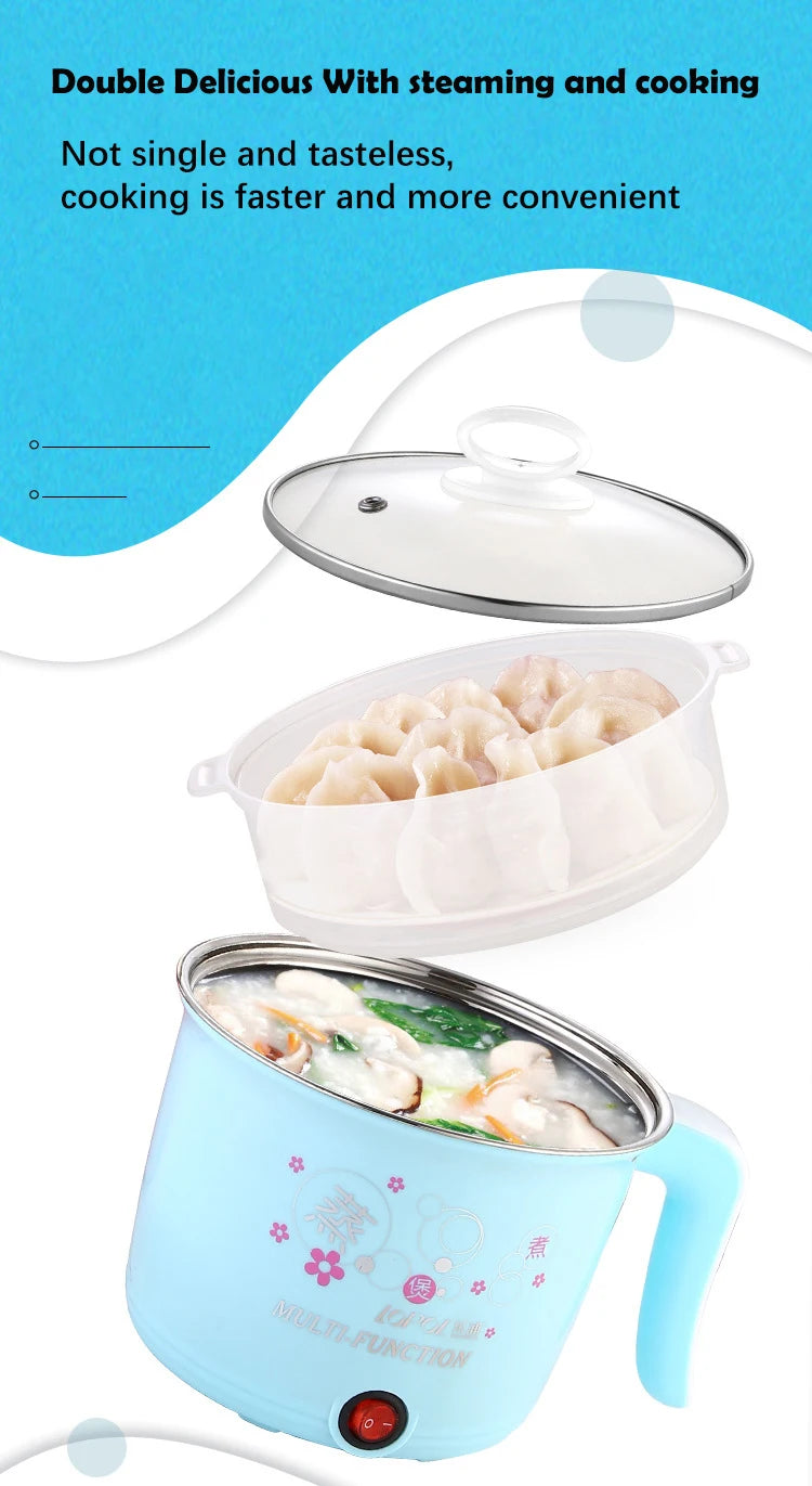 Multifunction Electric Cooker Hot Pot 1-2 People Heating Pan Multi Ramen Pot Machine Mini Rice Cook Kitchen Appliance Korea 220V Good Vibrations Adult Super Store