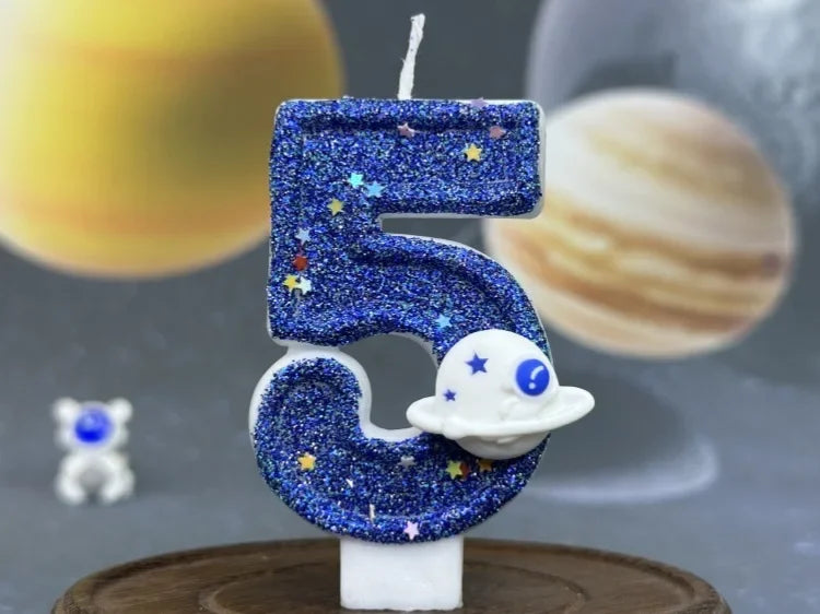 Number Birthday Candles Cake Party Decoration Birthday Candles Planet Universe Blue Boys and Girls Number0-9 Star Blue Party