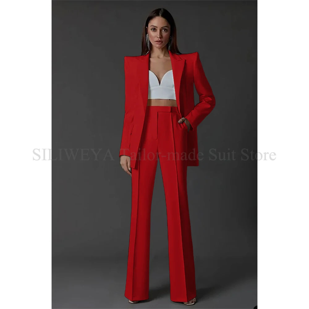 Vintage Women Wedding Suits Set 2 Pcs Blazer+Pants Formal Pantsuit Business Office Slim Fit Peaky Blinders Takım Elbise Good Vibrations