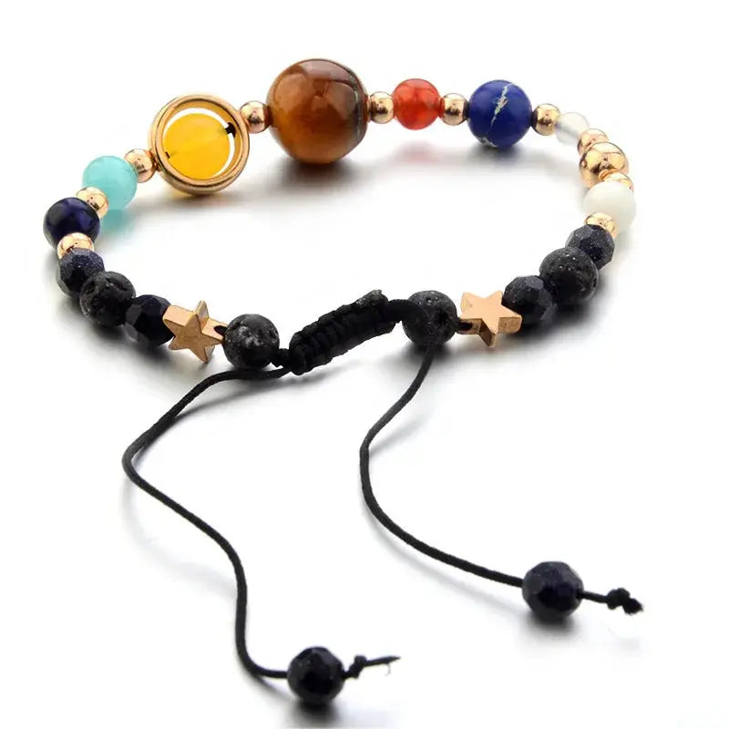 Cosmic Galaxy Solar System Bracelet for Women Men Natural Stone Star Beads Nine Planet Bracelet Adjustable Bangle Couple Jewelry Good Vibrations
