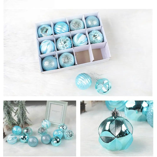 12PCS High-quality Plastic Christmas Ball Set 6CM Suspensable Xmas Ornament Ball 6 Colors Xmas Baubles Scene Supplies Good Vibrations