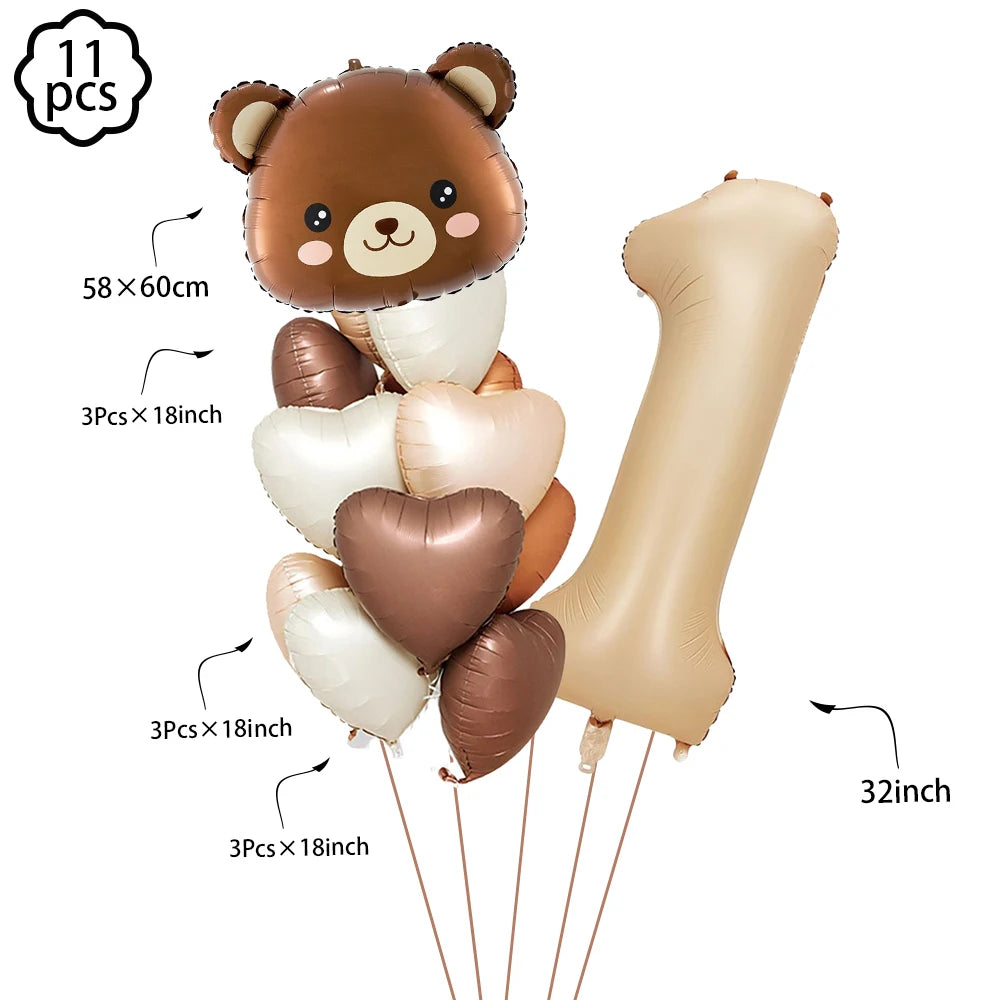 Baby shower Teddy Bear Birthday Party Plates Cup Tableware Kids 1st Birthday Party Decor Teddy Bear Balloon Birthday Party decor