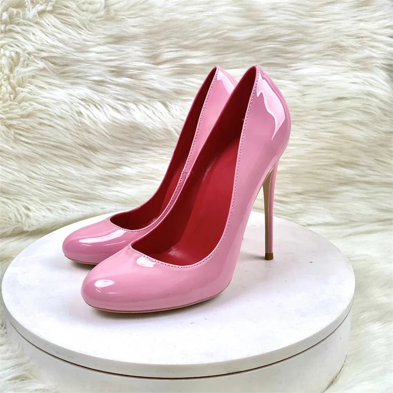 10CM 12CM Woman Stiletto Heels Fashion Round Toe Leather Women Shoes Spring Autumn Black Super High Heel Work Shoes Female Pumps Good Vibrations