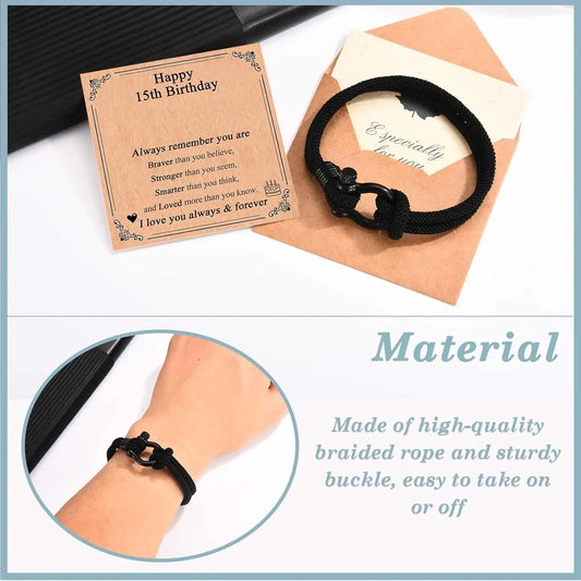 Happy Birthday Bracelets 13th 16th 18th 21st Birthday Gifts for Boys Son, Unusual Gifts for Son Grandson Nephew Brother Boys Good Vibrations