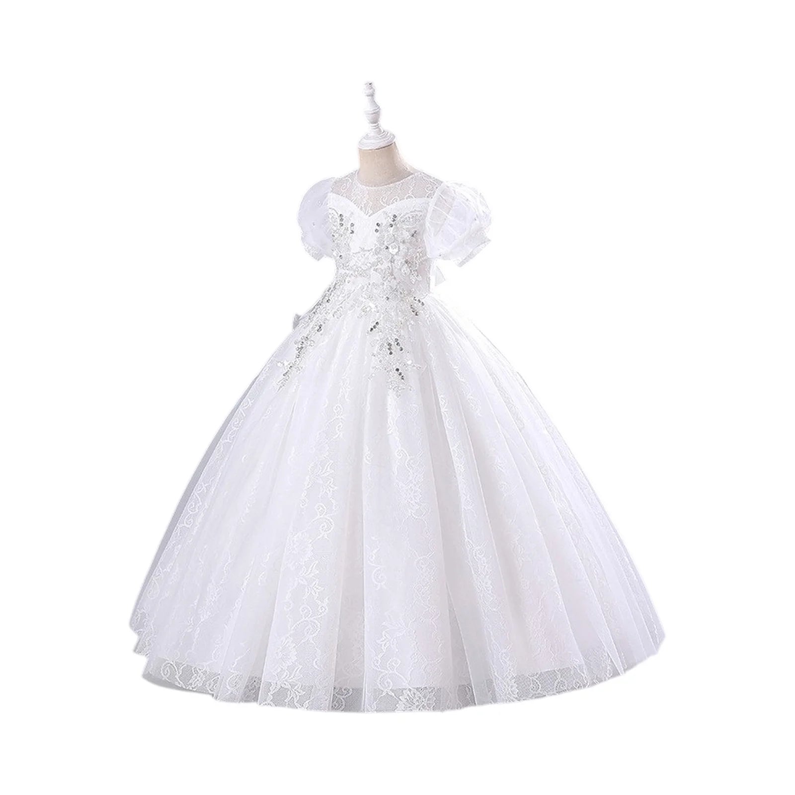 Girls Elegant Dresses Luxury Girl Wedding Dress Embroidery Flower White Dress For Girl Party Dress First Communion Prom Dress Good Vibrations