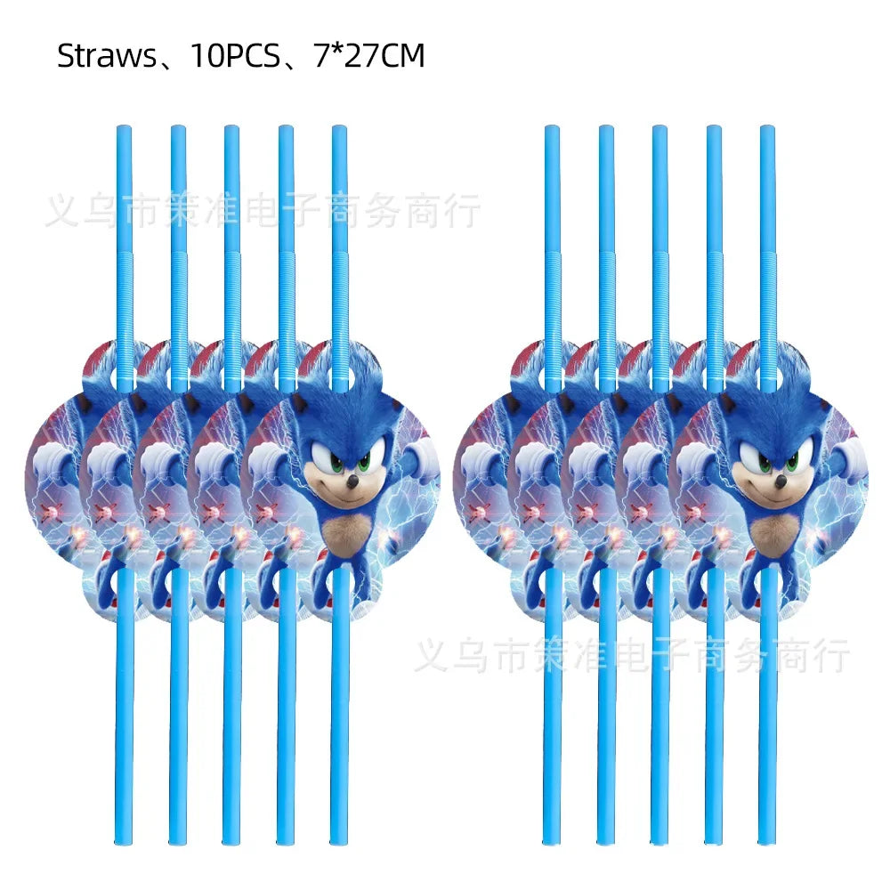 New Sonics Birthday Party Decorations Kids Party Supplies Paper Cups Tablecloth Cake Toppers Backdrop Baby Shower Decoration Good Vibrations