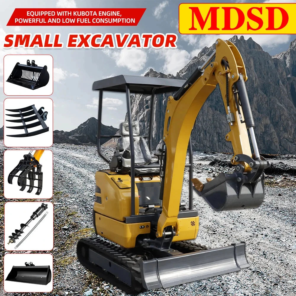 New Mini Excavator For Kubota Agriculture Crawler 1.2 Tons Excavator Kubota Engine Electric Diesel Mini Excavator For Sale Good Vibrations
