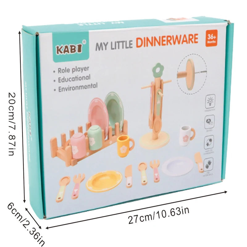 Baby wooden toy Kitchen toy wooden tableware set toy baby role play Educational Cosplay preschool toy gifts for kids Good Vibrations
