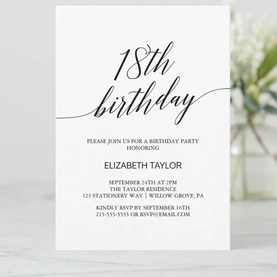 5/20/100pcs 18th birthday invitations, Watercolor Blue Floral birthday invitations 18, Sunflower Birthday Invitation Good Vibrations