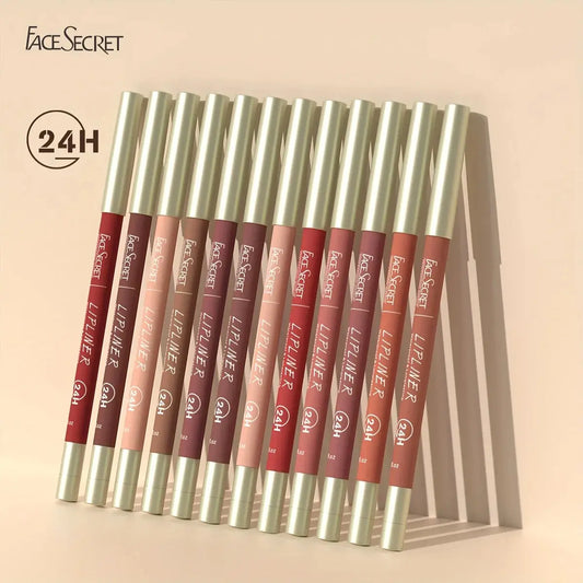 Waterproof 12-Color Matte Lip Liner Long-Lasting Smudge-Proof Formula with Automatic Rotating Design for All Skin Types Good Vibrations