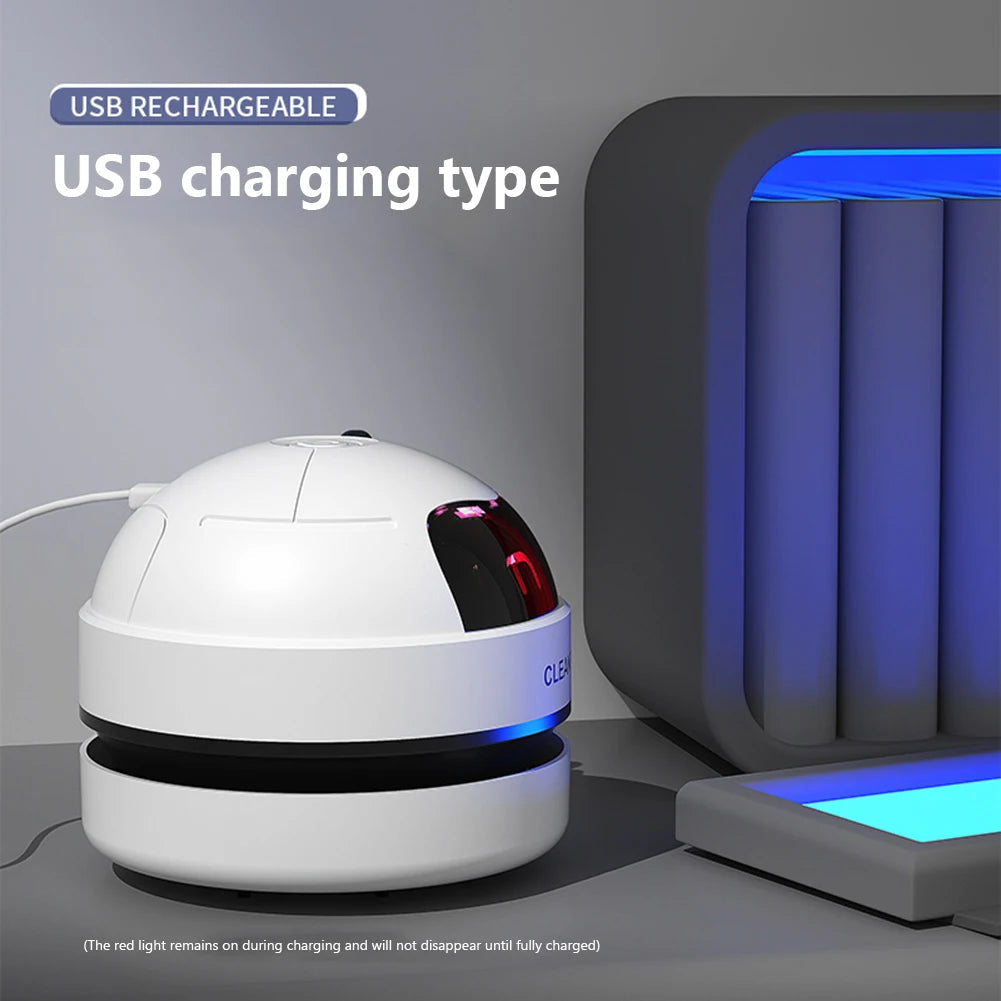 Desktop Vacuum Cleaner with Nozzle & Cleaning Brush USB Charging Mini Desk Dust Vaccum Cleaner Good Gift For Kid Student Ofiice Good Vibrations