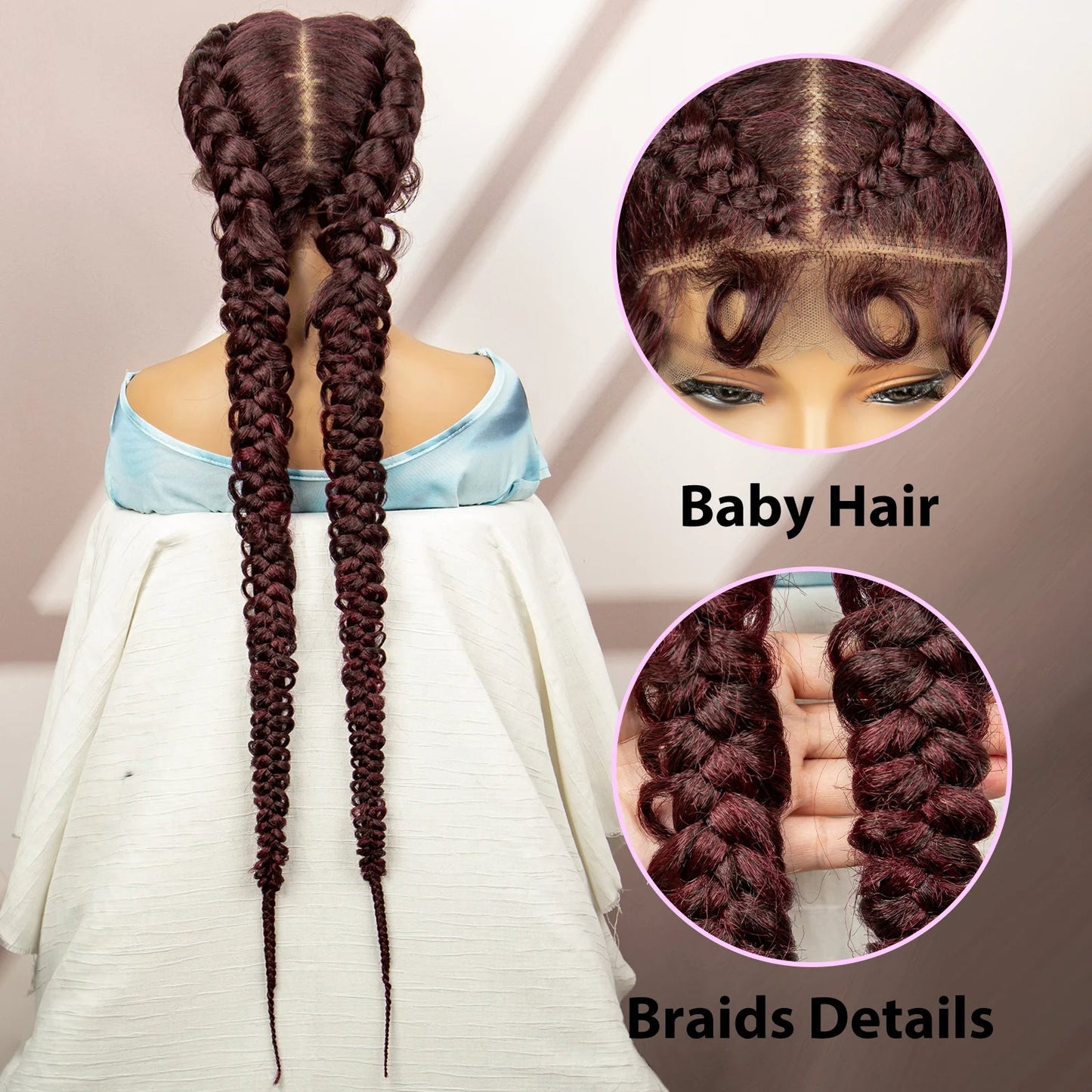 Synthetic Goddess Braided Wigs Cornrow Braided Wigs with Baby Hair Braids Wigs for Women Daily Use Knotless Wigs Good Vibrations