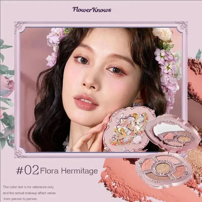 Flower Knows Moonlight Mermaid Eyeshadow Palette 8-Color Matte Shimmer Glitter Eye Makeup Cosmetics Women Beauty Eye Shadow Good Vibrations