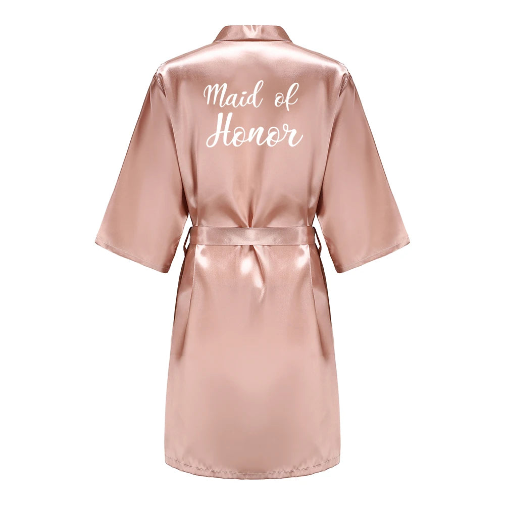Wedding Bride Bridesmaid Robes for Women Bridal Party Gifts Team Dress Gown Silk Satin Sleepwear Kimono Sexy Summer Bathrobe Good Vibrations