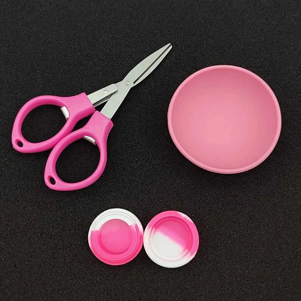 1Set Pink Smoking Kit With Silicone Bowl Folding Scissors Jar Ziplock Bag Women Gift Smoke Accessories Easy To Carry Good Vibrations Adult Super Store