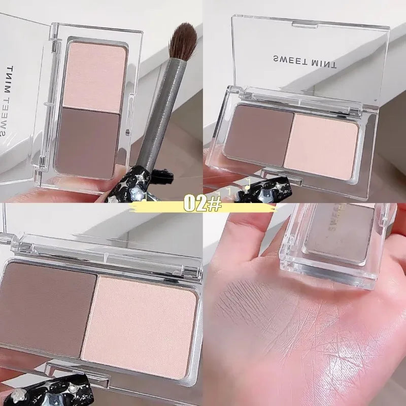 2 Color Tone Shading Shadow Powder Palette Contouring Highlighting&Bronzer Brighten Contour Three-dimensional Nose Makeup 쉐딩 팔레트 Good Vibrations