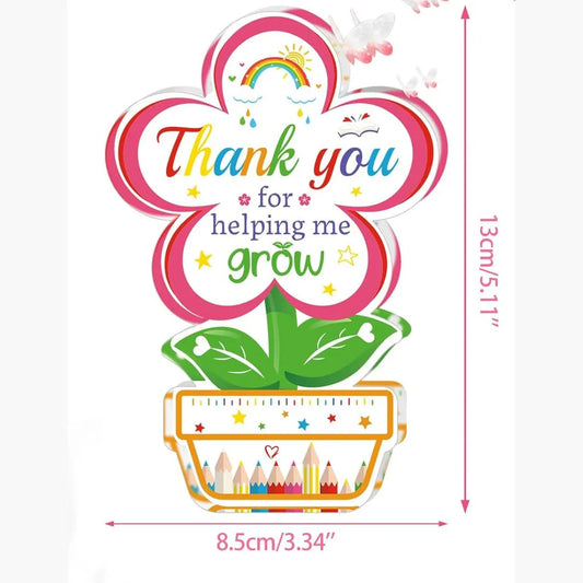 Teacher Appreciation Gifts Keepsake with Bags, Thank You for Helping Me Grow Acrylic Plaque Sign for End of the Year Teacher Good Vibrations