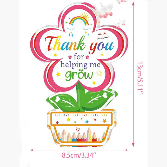 Teacher Appreciation Gifts Keepsake with Bags, Thank You for Helping Me Grow Acrylic Plaque Sign for End of the Year Teacher Good Vibrations