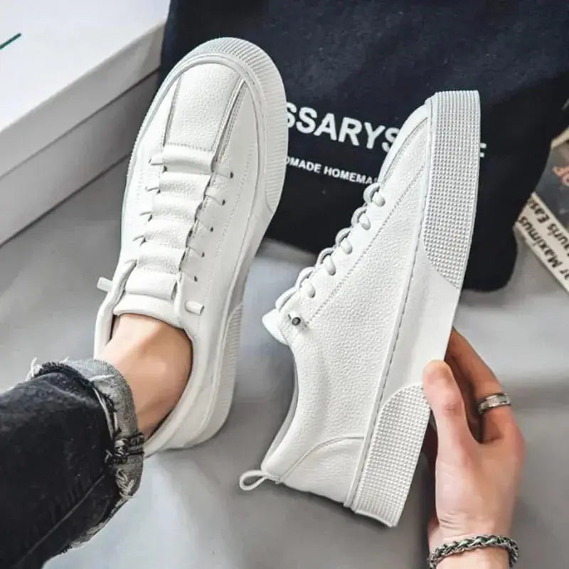 White Sneakers for Men 2024 Spring Fashion Casual Lace Up Round Toe Flat mens Running Sport Shoes Zapatillas Deportivas Hombre Good Vibrations