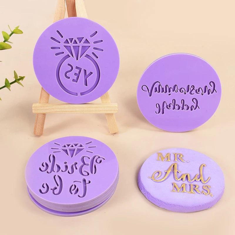 Bride To Be Mr Mrs Wedding Cookie Cutter Stamp Love Biscuit Embossed Mould Bridal Shower Party DIY Fondant Cake Decorating Tools Good Vibrations