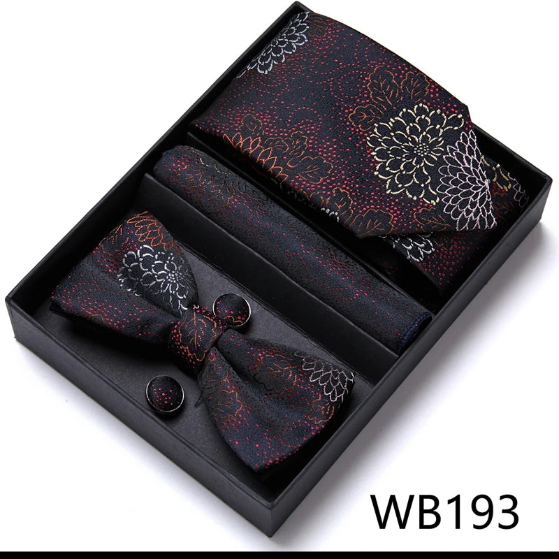 Tie For Men Formal Dress Tuxedo NeckTie Handkerchief Bow Tie Set PlaisyParty Groom Wedding Butterfly Bowtie In Box Good Vibrations