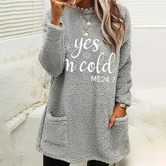 Women's Wool Pockets Plush Hoodie, Korean Fashion Sweatshirts, Streetwear, Harajuku Pullover, Autumn, Winter Hoodies Outfits Good Vibrations