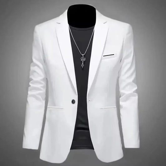 Men's Trendy Leisure Boutique Suit Jacket Autumn Casual Business Slim Fit Non-ironing Single Button Suit Solid Formal Blouse Good Vibrations