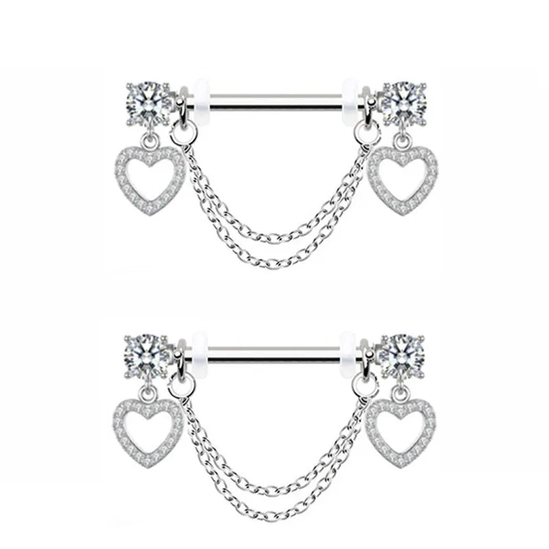 1Pair Pink Butterfly Nipple Piercing Jewelry Shiny Crystal Nipple Rings For Women Girls Heart Nipple Barbells Piercing Pezon Good Vibrations Adult Super Store