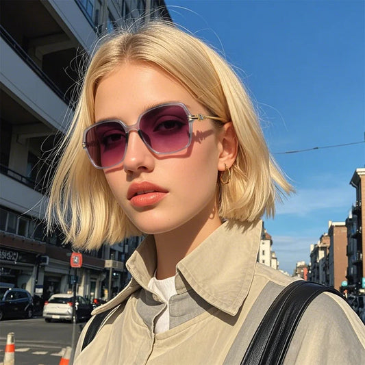REXXAR Polarized Trend Metal Square Sunglasses Women Men Simple Luxury Brand Sun Glasses Travel Shopping Male Female Glasses Good Vibrations