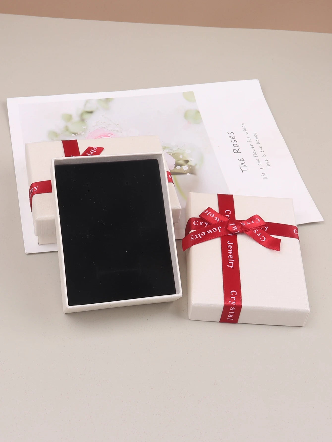 12pcs Cardboard Jewelry Set Bow Gift Box Ring Necklace Bracelets Earring Gift Packaging Boxes With Sponge Inside Rectangle Good Vibrations