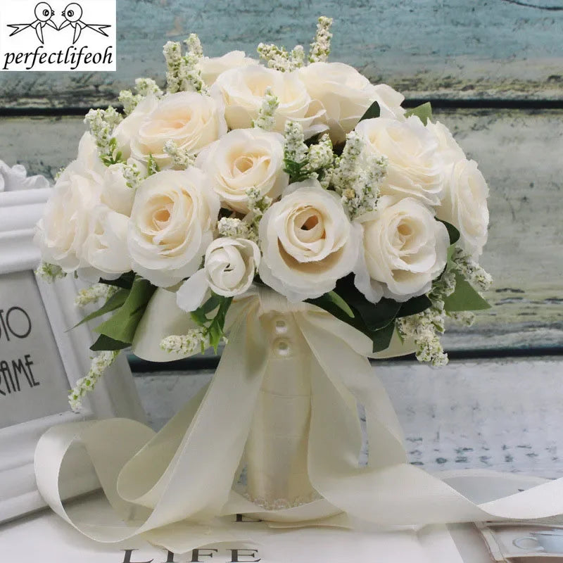 Bridal Bridesmaid Wedding Bouquet Rose Handmade Artificial Bridal Wedding Bouquet Wedding Accessories Good Vibrations